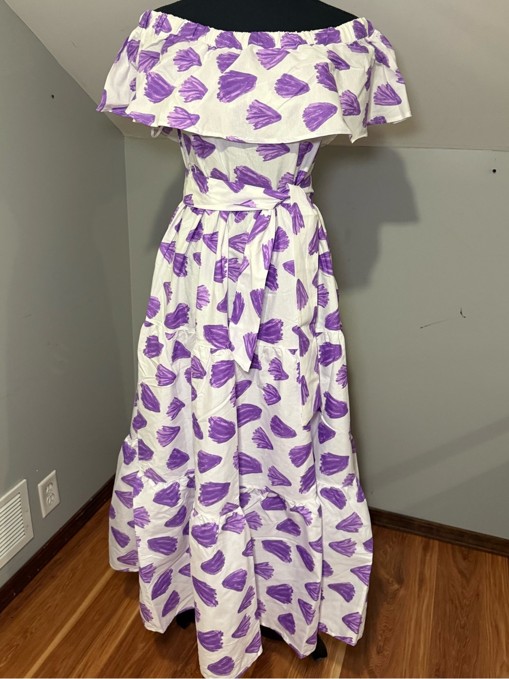 fame Off-Shoulder lightweight summer maxi dress